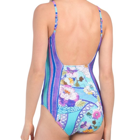 Gottex $182 Samosir TUMMY CONTROL Square Neck High Back One Piece Swimsuit - Picture 4 of 9